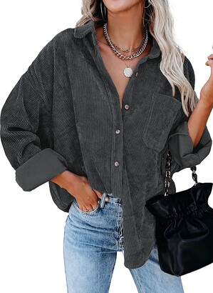 Womens Grey Button Down Shirt | Shop the world's largest 