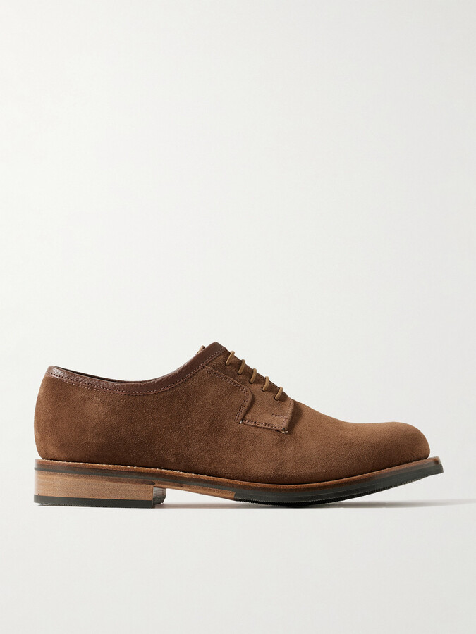 Grenson Camden Leather-Trimmed Suede Derby Shoes