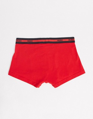 HUGO bodywear 2 pack trunks with logo waistband in red
