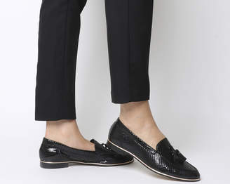 womens black suede tassel loafers