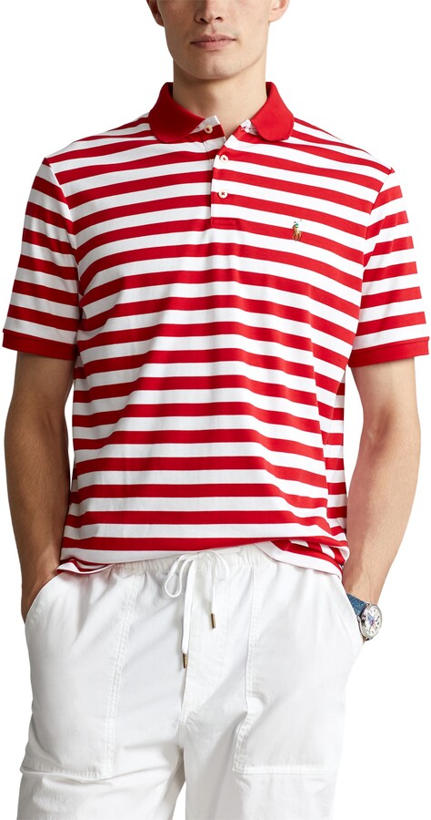 red polo with white stripe