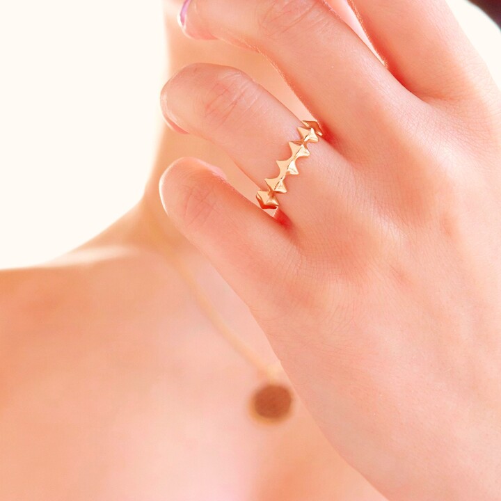 Etsy 14K Solid Gold Pyramid Spike Ring - Dainty Geometric Stackable Band For Minimalist Jewelry Lovers