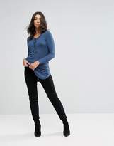 Thumbnail for your product : Brave Soul Longline Rib Top With Lace Up And Eyelet Detail