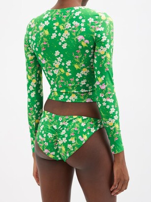 Cynthia Rowley Sunkissed Floral-print Long-sleeved Rash Guard - Green Print