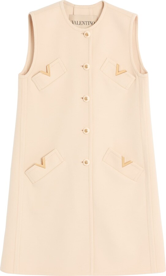 Valentino Wool-Cashmere VGold Sleeveless Coat