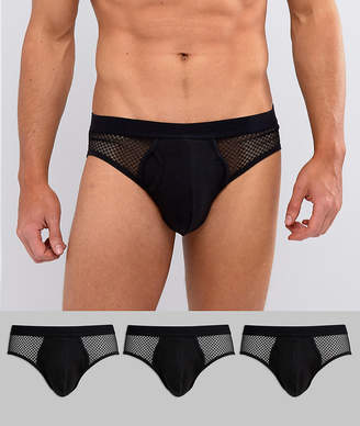 ASOS Design Briefs With Fancy Black Fabric 3 Pack