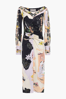 Emilio Pucci Ruched Printed Jersey Midi Dress