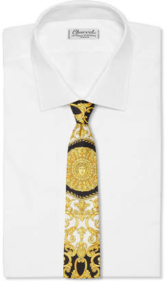 Versace 7cm Printed Silk-twill Tie - Black