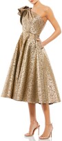 Thumbnail for your product : Mac Duggal One-Shoulder Metallic Brocade Midi Cocktail Dress