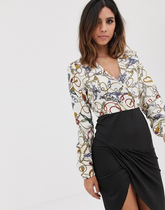 ax paris printed wrap midi dress