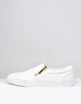 Thumbnail for your product : ASOS DESIGN slip on plimsolls in white with zips
