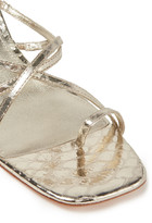 Thumbnail for your product : Alice + Olivia Metallic Snake-effect Leather Mules