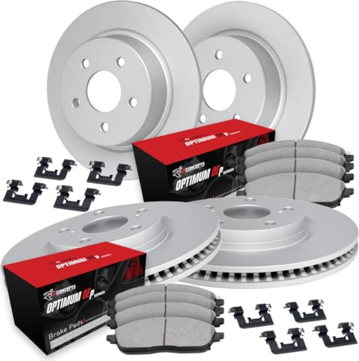 R1 Concepts R1 Brake Rotors Carbon Coated W/ Optimum Oe Pads & Hdw Fits select: 2004-2011 VOLVO S40, 2006-2013 VOLVO C70