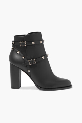 Valentino Garavani Rockstud strap-detailed leather ankle boots - ShopStyle