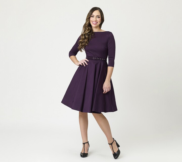Unique Vintage Eggplant Devon Swing Dress
