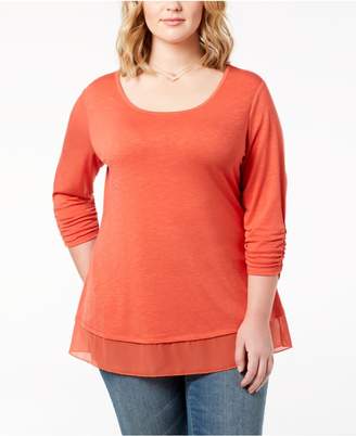 Style and Co Plus Size Chiffon-Hem Top, Created for Macy's