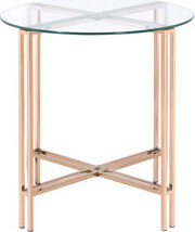 Modern Clear Glass-Topped End Table With Champagne Metal - & Airy Stylish Round In Glass Decorative Accent
