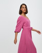Thumbnail for your product : Atmos & Here Atmos&Here - Women's Pink Midi Dresses - Aspen V-Neck Long Sleeve Midi Dress - Size 10 at The Iconic