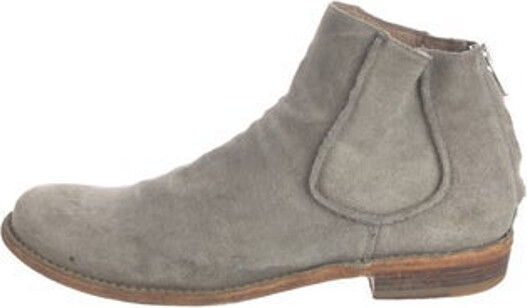 Officine Creative Suede Ankle Chelsea Boots Grey Round-Toes Zip Closures at Shafts Includes Dust Bag