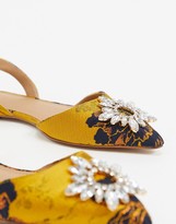 Thumbnail for your product : ASOS DESIGN Luminous embellished slingback ballet flats in jaquard