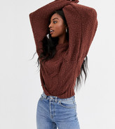 Thumbnail for your product : Asos Tall ASOS DESIGN Tall cable jumper in lofty yarn with volume sleeve