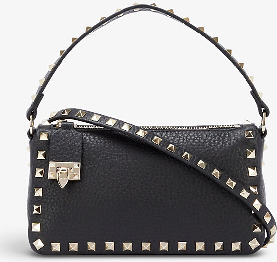 Womens Nero Rockstud Spike Small Leather Shoulder Bag