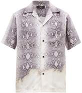 Thumbnail for your product : Amiri Python-print Silk Short-sleeved Shirt - Mens - Grey
