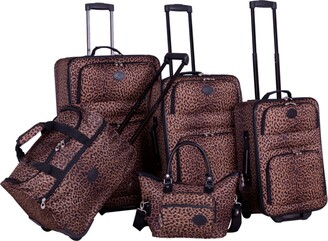 American Flyer Silver Clover 5 Piece Spinner Luggage Set Black