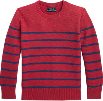 Ralph Lauren Kids Boy's Mesh Knit Striped Sweater, Size 4-7