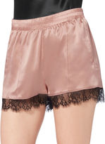 Thumbnail for your product : Fleur Du Mal Margot Lace Trim Rose Silk Shorts