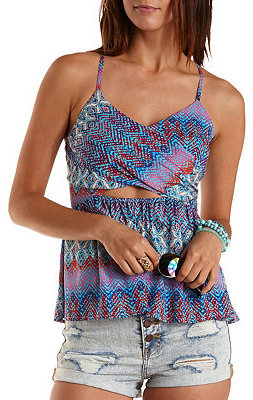 Charlotte Russe Strappy Crossover Cut-Out Tank Top