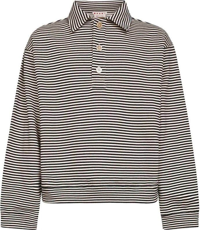 Marni Striped Long-Sleeve Polo Shirt