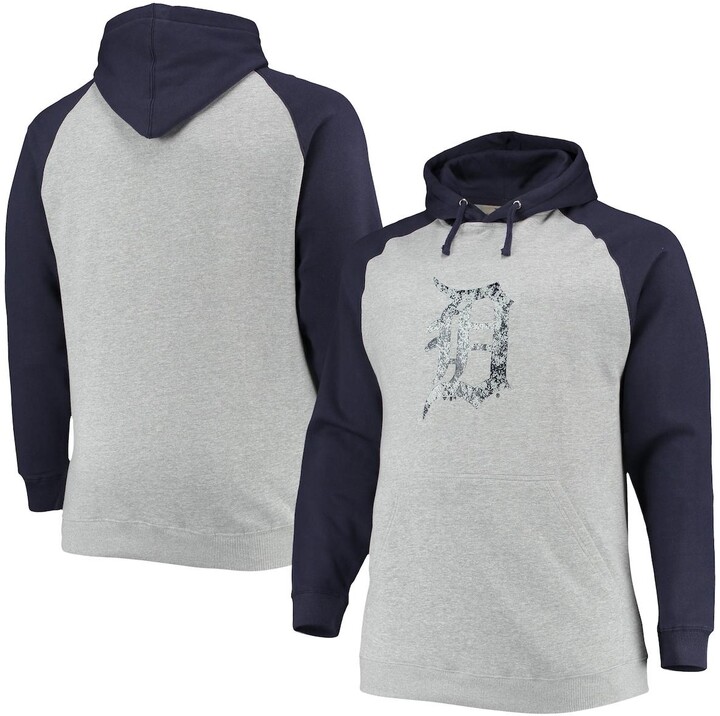 Fanatics Men's Branded Heather Gray, Navy Detroit Tigers Big and Tall  Raglan Pullover Hoodie - Heathered Gray, Navy - ShopStyle