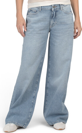 Mid Rise Wide Leg Jeans for Women | Cotton