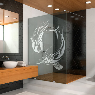 43-1/2 In W x 75 In H Elegant Walk-In Shower Screen with Laser Design