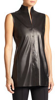 Thumbnail for your product : Akris Architecture Collection Nappa Leather Sleeveless Blouse