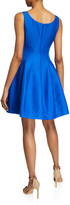 Thumbnail for your product : Halston Bateau-Neck Sleeveless Fit-&-Flare Silk Faille Dress