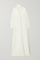 Thumbnail for your product : Safiyaa Aleah Crepe And Silk-blend Satin Gown - Ivory