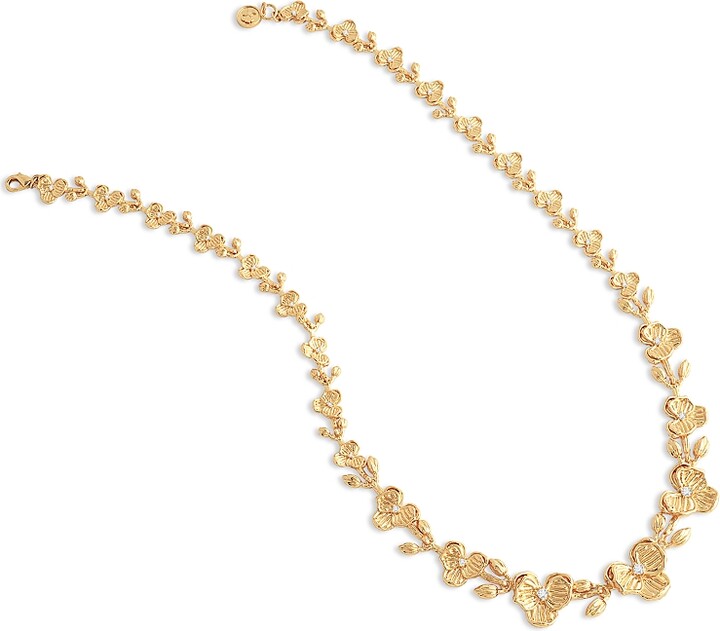 Anabel Aram Pave Orchid Link Necklace, 20