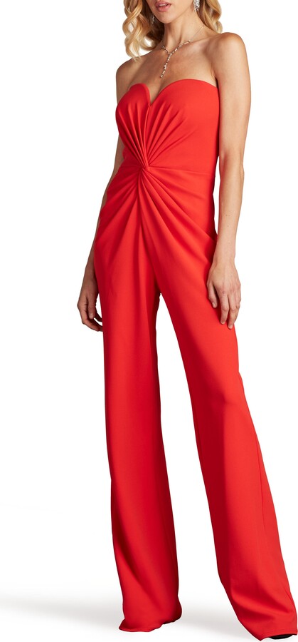 Tadashi Shoji Strapless Front Twist Crepe Jumpsuit