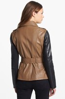 Thumbnail for your product : Laundry by Shelli Segal Two Tone Leather Moto Jacket