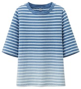 Thumbnail for your product : Uniqlo WOMEN Slub Stripe Half Sleeve Cropped T-Shirt