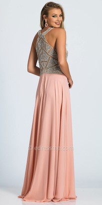 Dave and Johnny Geometric Crystalized A-line Prom Dress