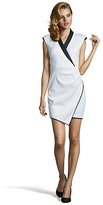 Thumbnail for your product : ABS by Allen Schwartz cream and black stretch knit asymmetric tuxedo dress