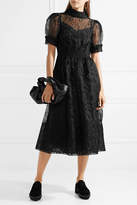 Thumbnail for your product : Simone Rocha Embroidered Organza Midi Dress - Black