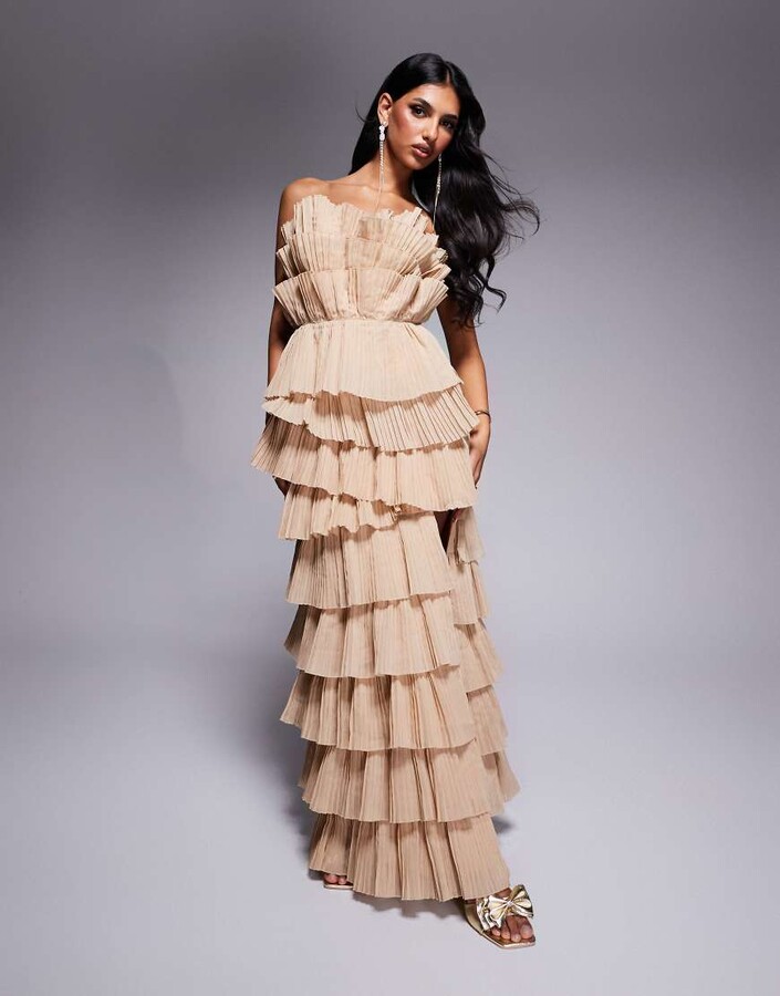 Organza Ruffle Asos Apricot Dress ASOS Luxe Pleated Organza