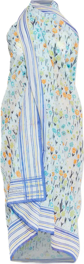 Lanvin Striped Floral Beach Dress