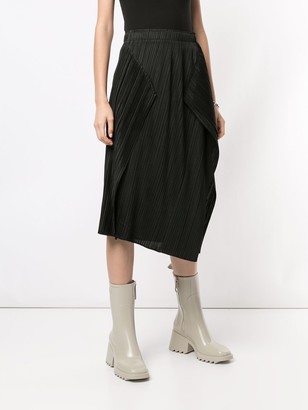 Pleats Please Issey Miyake Asymmetric Pleated Skirt