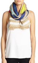 Thumbnail for your product : Tory Burch Geometric Fish Linen & Viscose Scarf