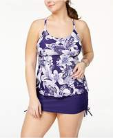 Thumbnail for your product : Macy's Island Escape Plus Size Spring Time Shore Printed Strappy-Back Underwire Tankini Top, Created for